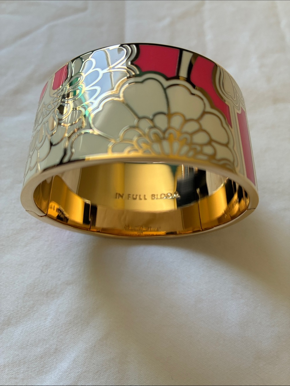 NWOT Florence Broadhurst for Kate Spade “In Full Bloom” Cuff in Gold/Pink/Cream